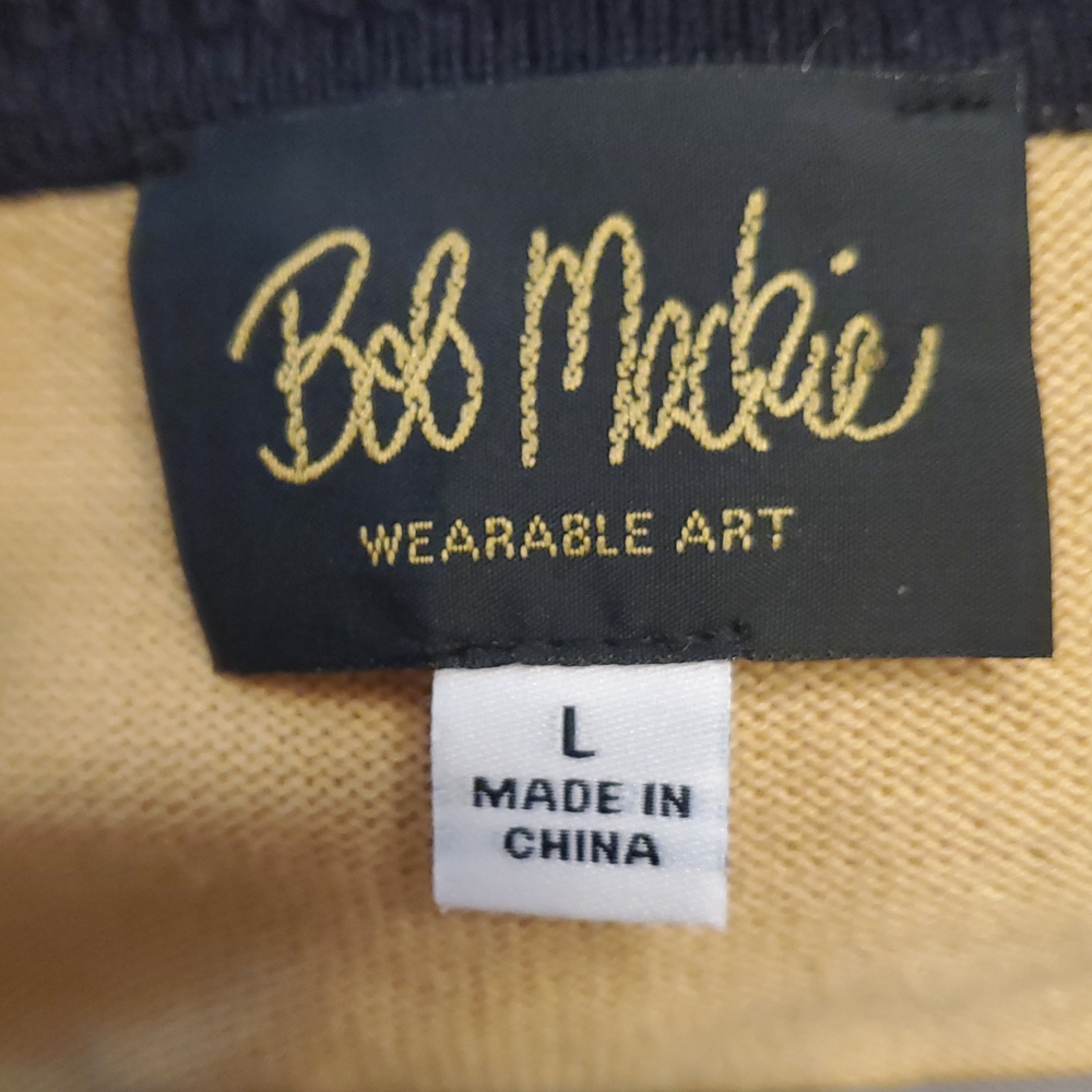 Bob Mackie Wearable Art Gold Floral Fall Sweater, Size Large - Picture 6 of 8